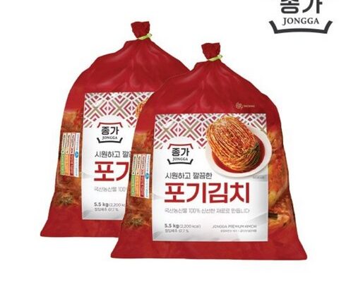 종가 중부식 포기김치 11kg (5.5kg X 2 TOP8 제품